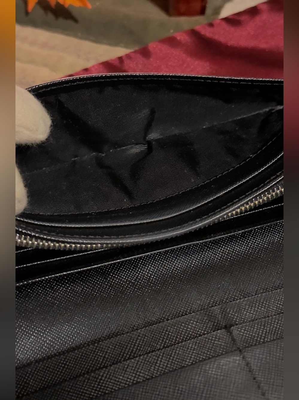 Prada Black Saffiano Leather Bow Continental Wallet - Picture 13 of 16